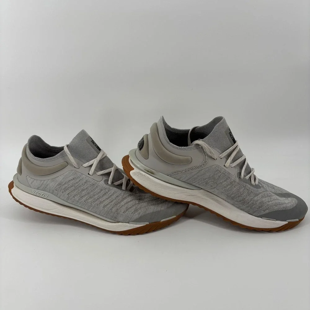The North Face Mens Vectiv Trail Running Shoes 12 Grey Knit Gum Sole Gorpcore